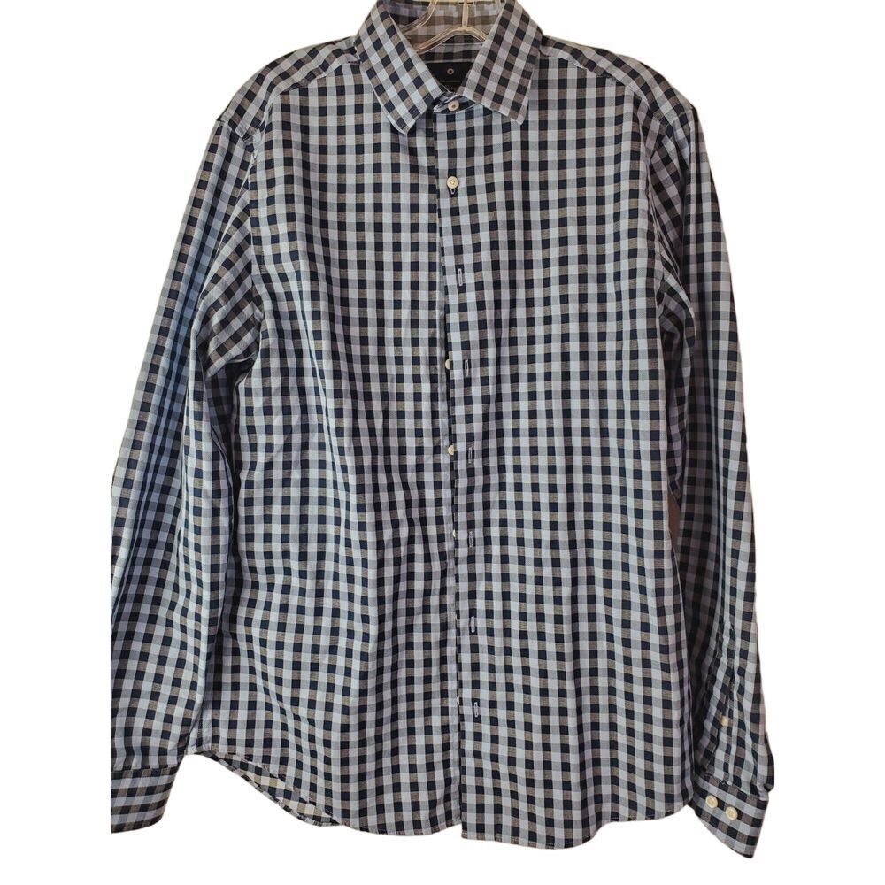 Ben Sherman Mens Plaid Tailored Dress Shirt Blue‎ Size 15-15.5 M GUC
